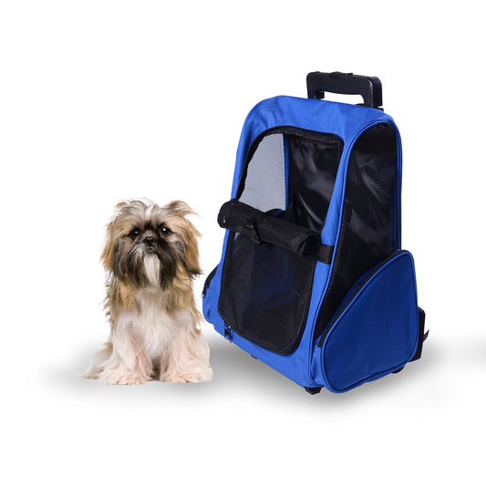PawHut Pet Travel Stroller, Steel Wire Frame-Blue