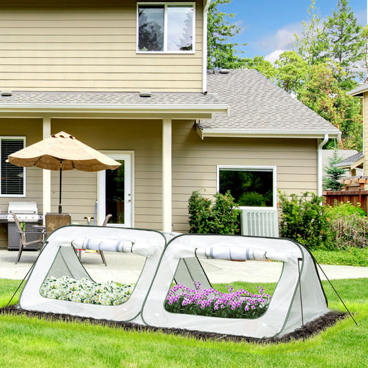 Outsunny Pop Up Mini Greenhouse w/ Roll Up Doors & Bag Outdoor PE Cover 240 x 120 x 75cm