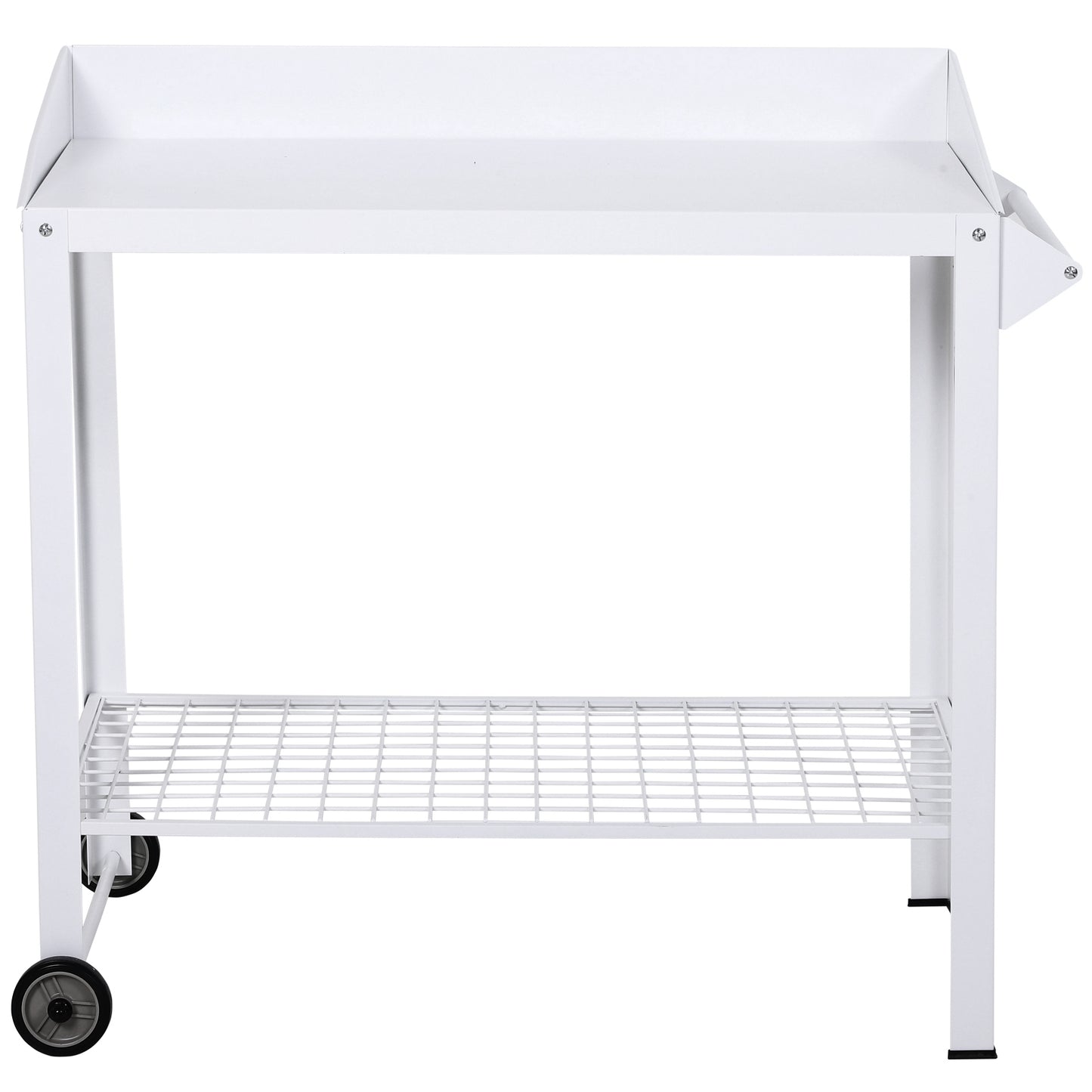 Outsunny Metal Outdoor Garden Potting Table Push Cart White