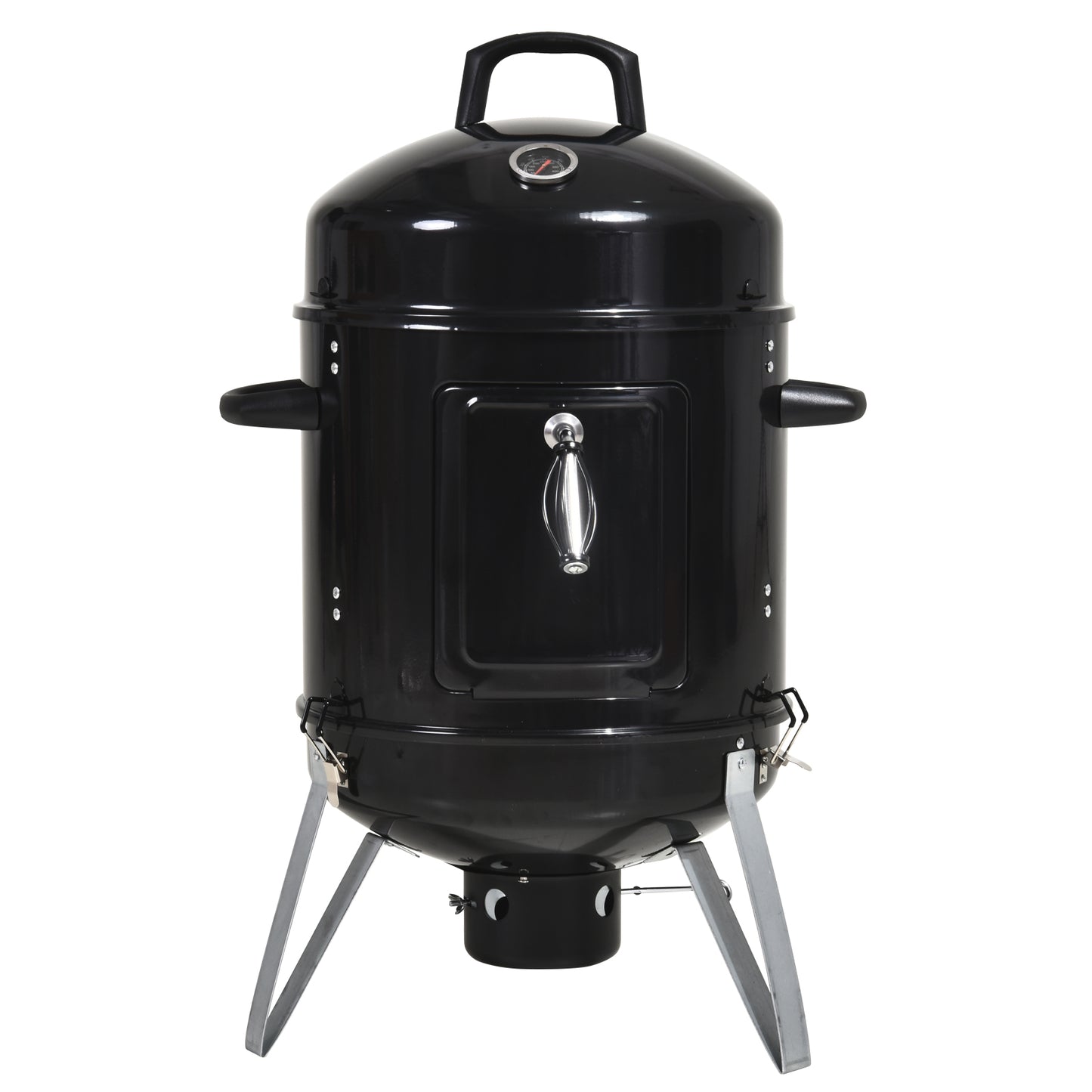 Outsunny Steel 3 in 1 Charcoal Smoker Grill w/ Thermostat Black