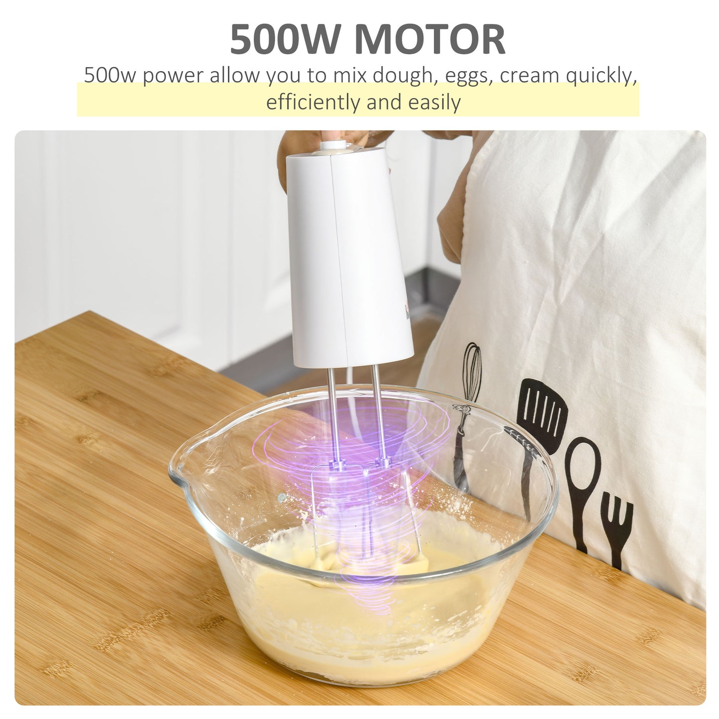 HOMCOM 500W Multi-Speed Hand Whisk with Accessories