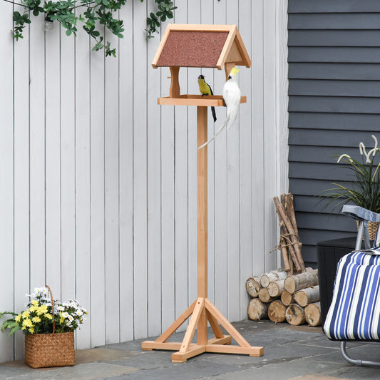 PawHut Wooden Bird Feeder Freestanding Cross-shaped Support Feet Weather Resistant