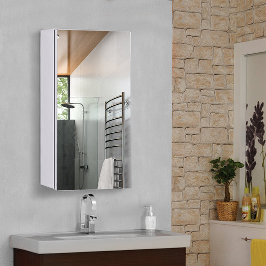 HOMCOM Stainless Steel Wall-mounted Bathroom Mirror Storage Cabinet 300mm (W)-Silver