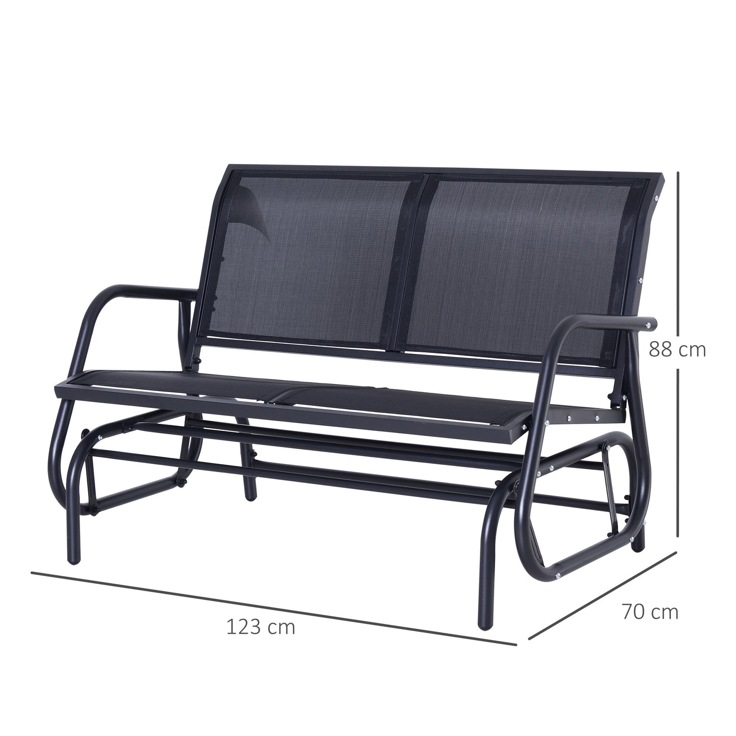 Outsunny Swing Chair Outdoor Textilene Swing Bench Double Seat-Black