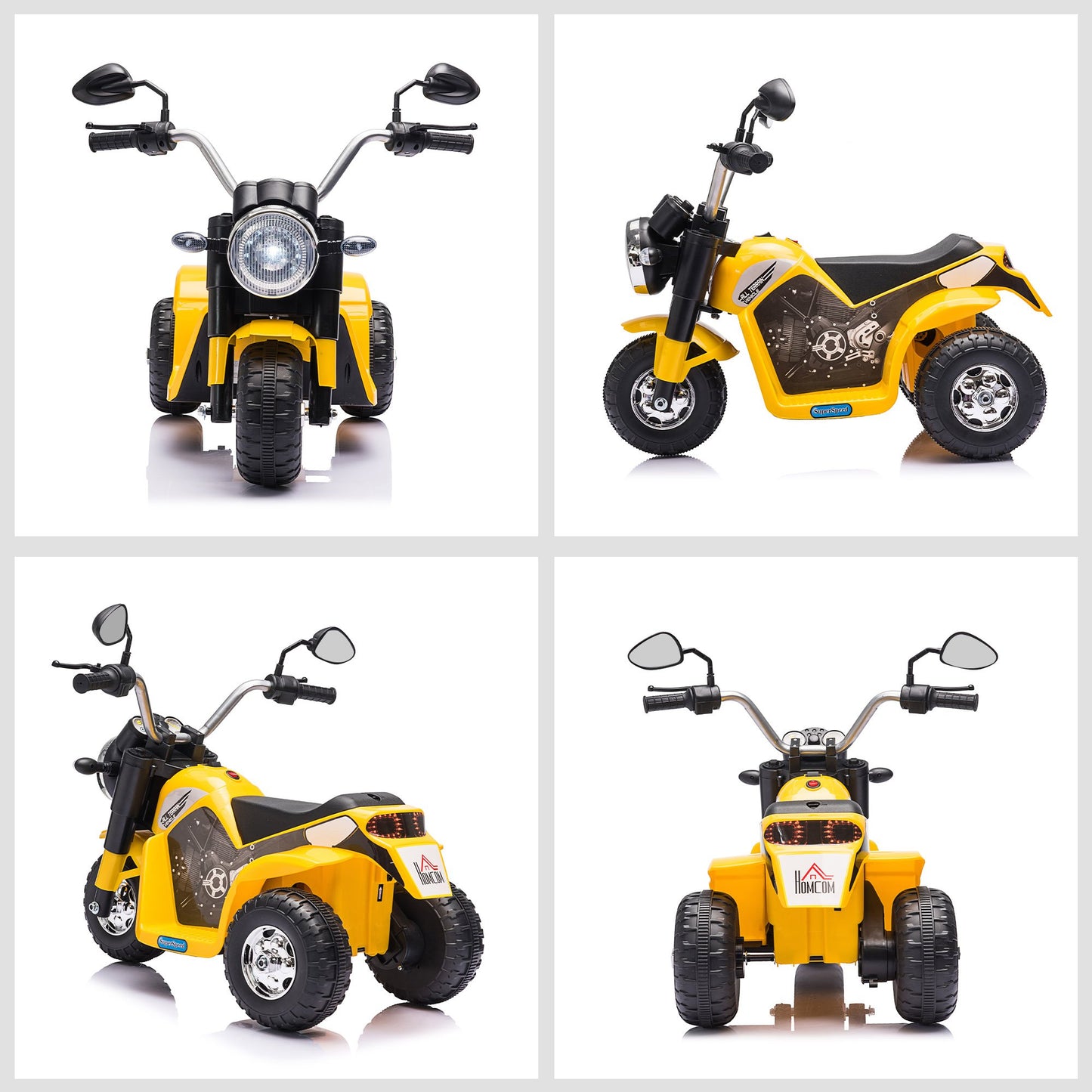 HOMCOM Kids 6V Electric Motorcycle Ride-On Toy Battery 18 - 36 Months Yellow
