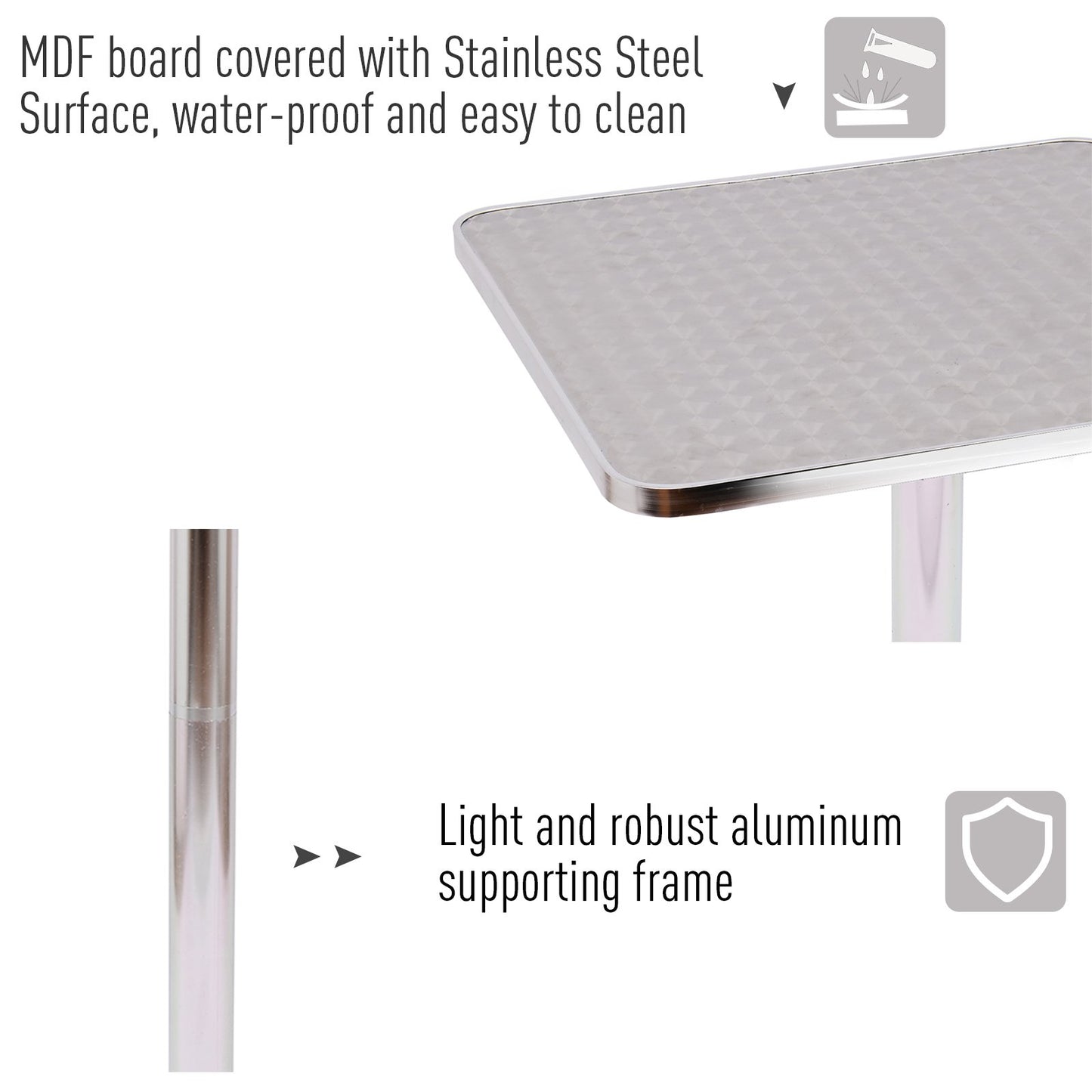 HOMCOM Height Adjustable Square Bar Table, 60x60 cm