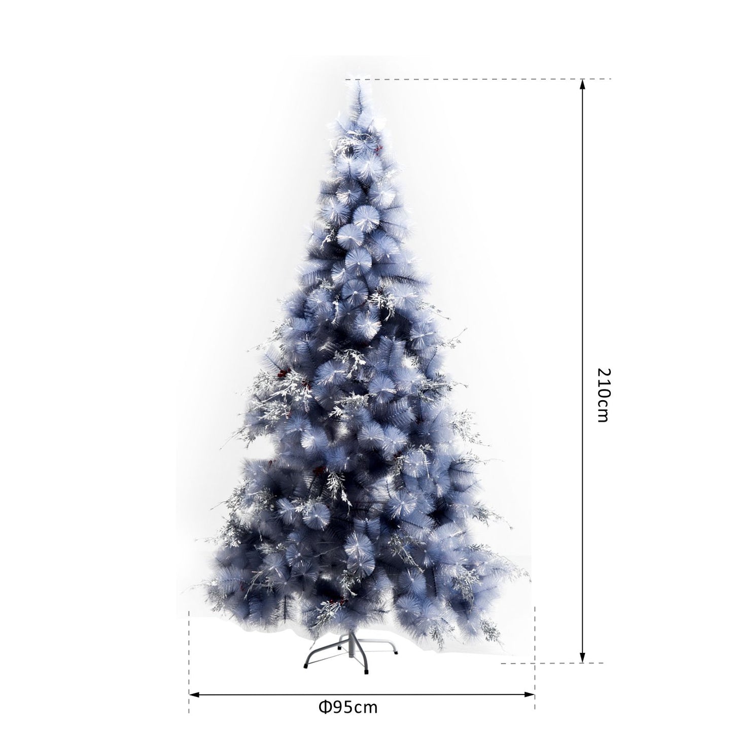 HOMCOM Christmas Tree, 210H cm, W/Replica Berry And Spruce-Grey