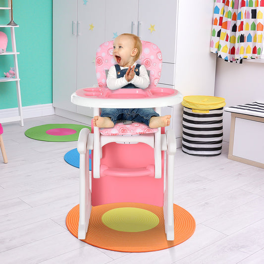 HOMCOM HDPE 3-in-1 Baby Booster High Chair Pink