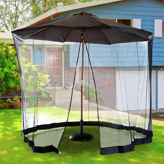 Outsunny 2.3 m Umbrella/Table Mosquito Net-Black