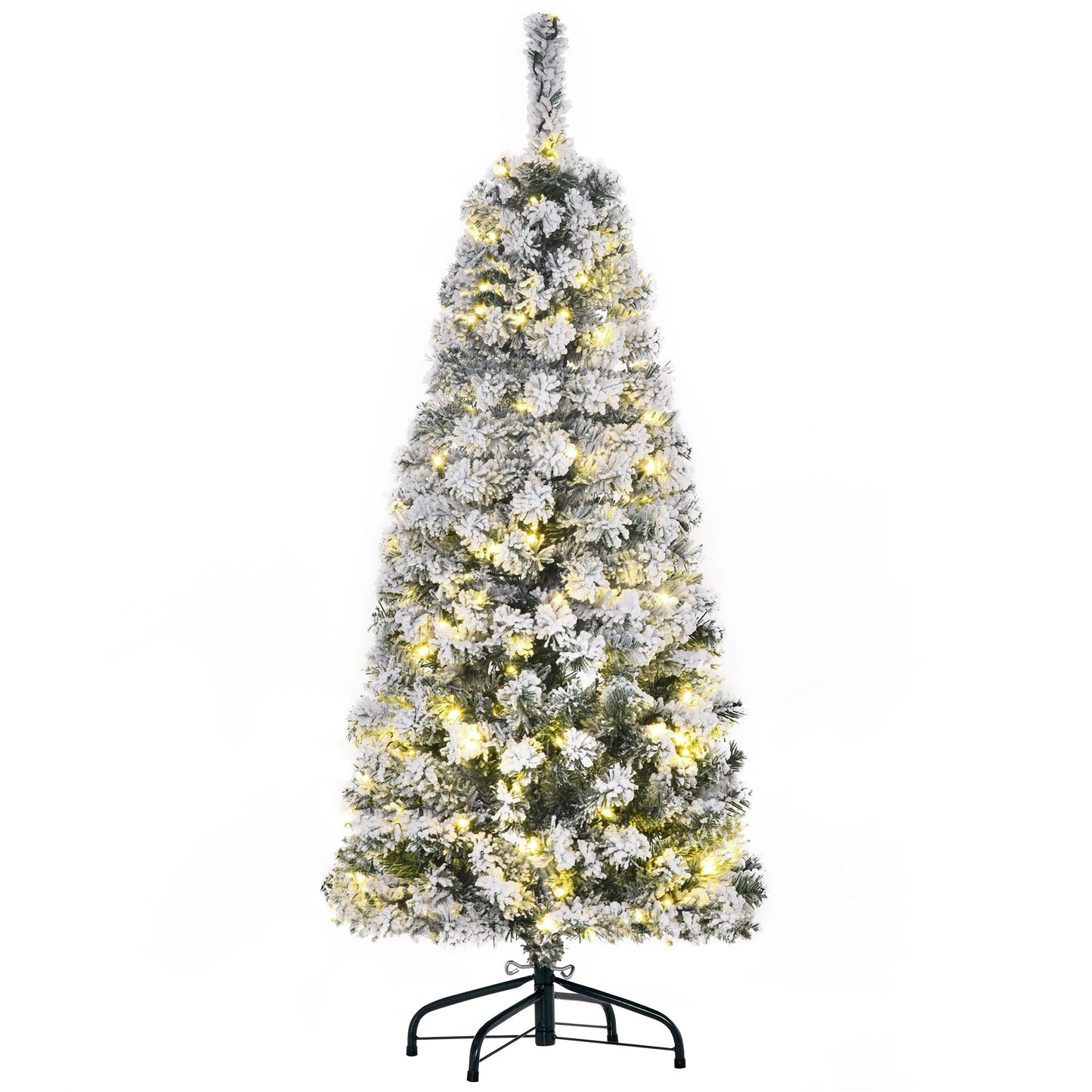 HOMCOM 4FT Pre-Lit Artificial Christmas Tree W/ Ornament, Metal Stand