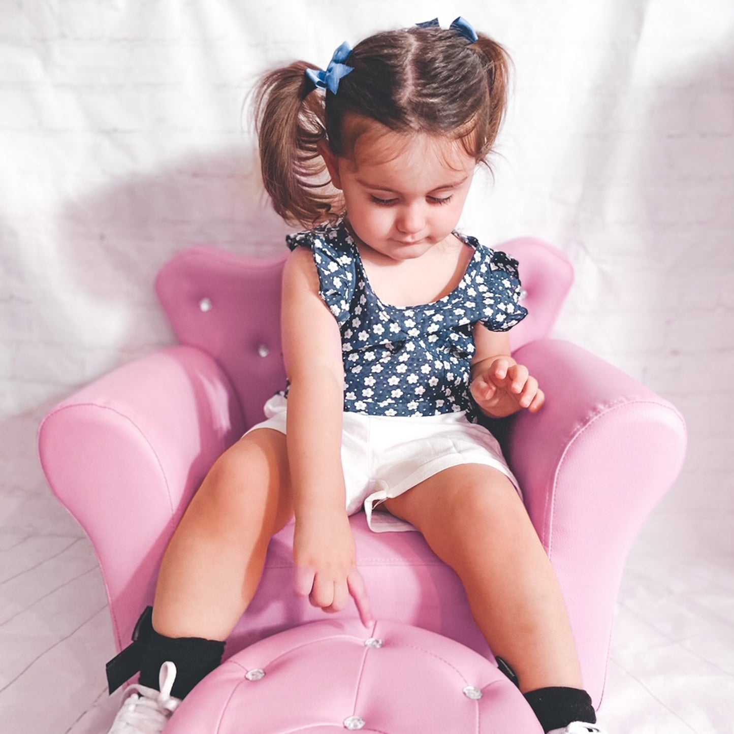 Childrens leather deals chair and footstool