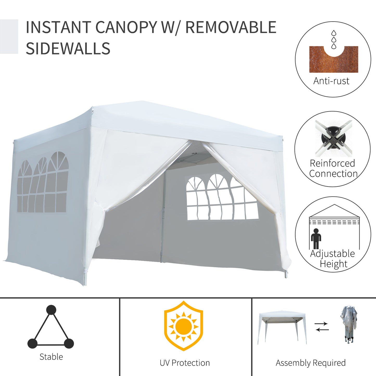 Outsunny Pop-Up Gazebo Marquee, 3x3 m-White