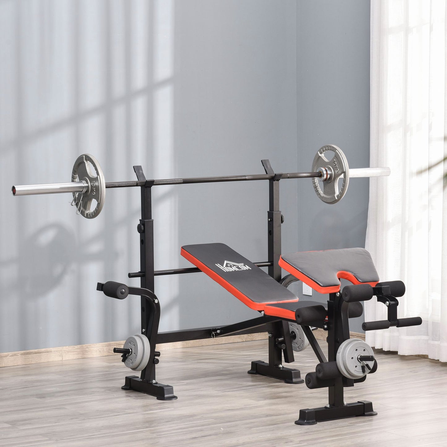 HOMCOM 59" Multi-Function Adjustable Weight Training Bench Gym Fitness Lifting Bench