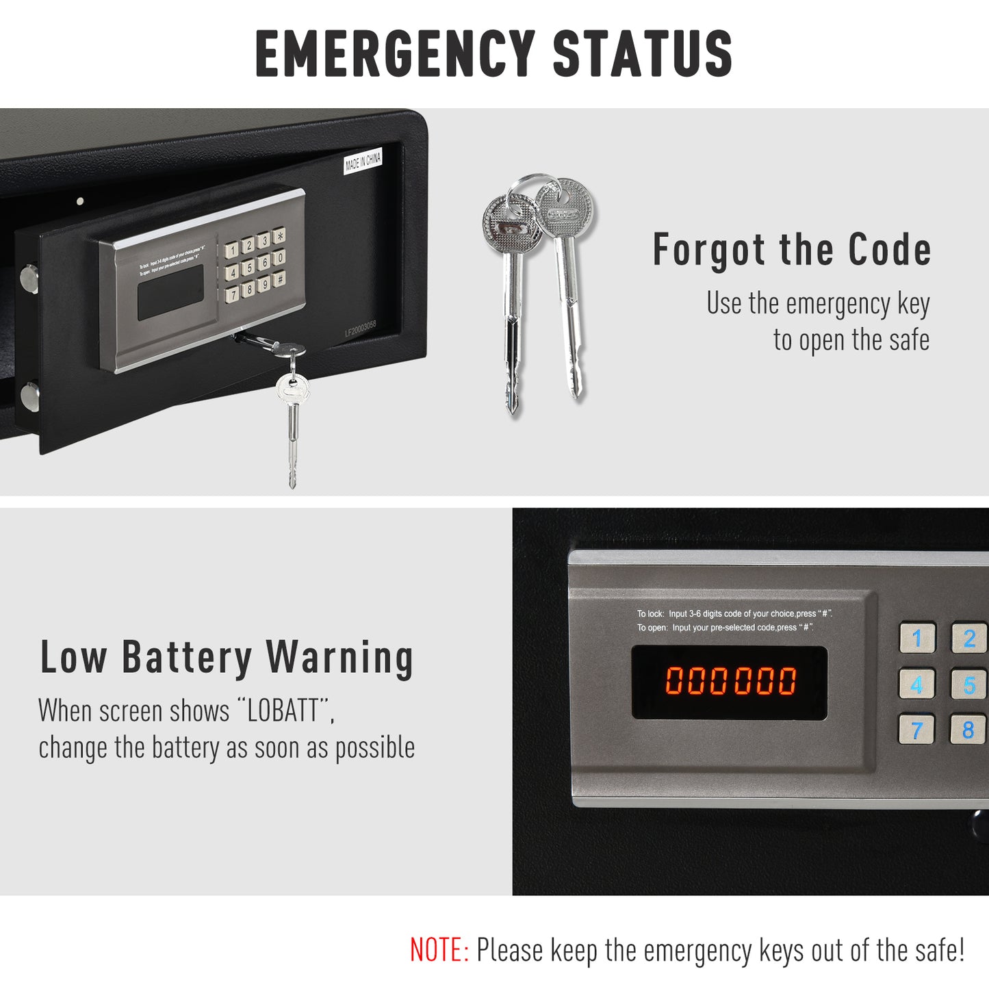 HOMCOM Steel LED Electronic Safe Black