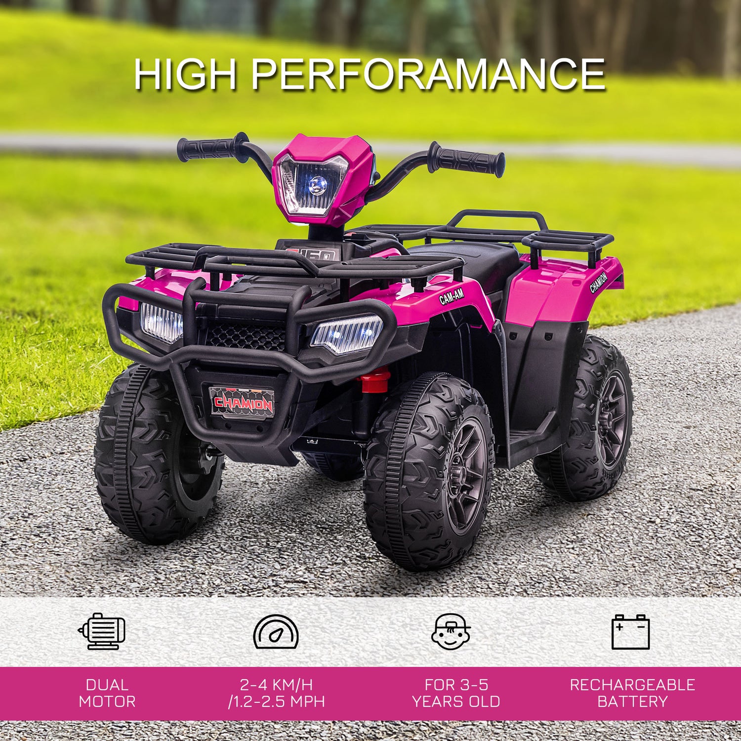 HOMCOM 12V Kids Quad Bike with Forward Reverse Functions Electric