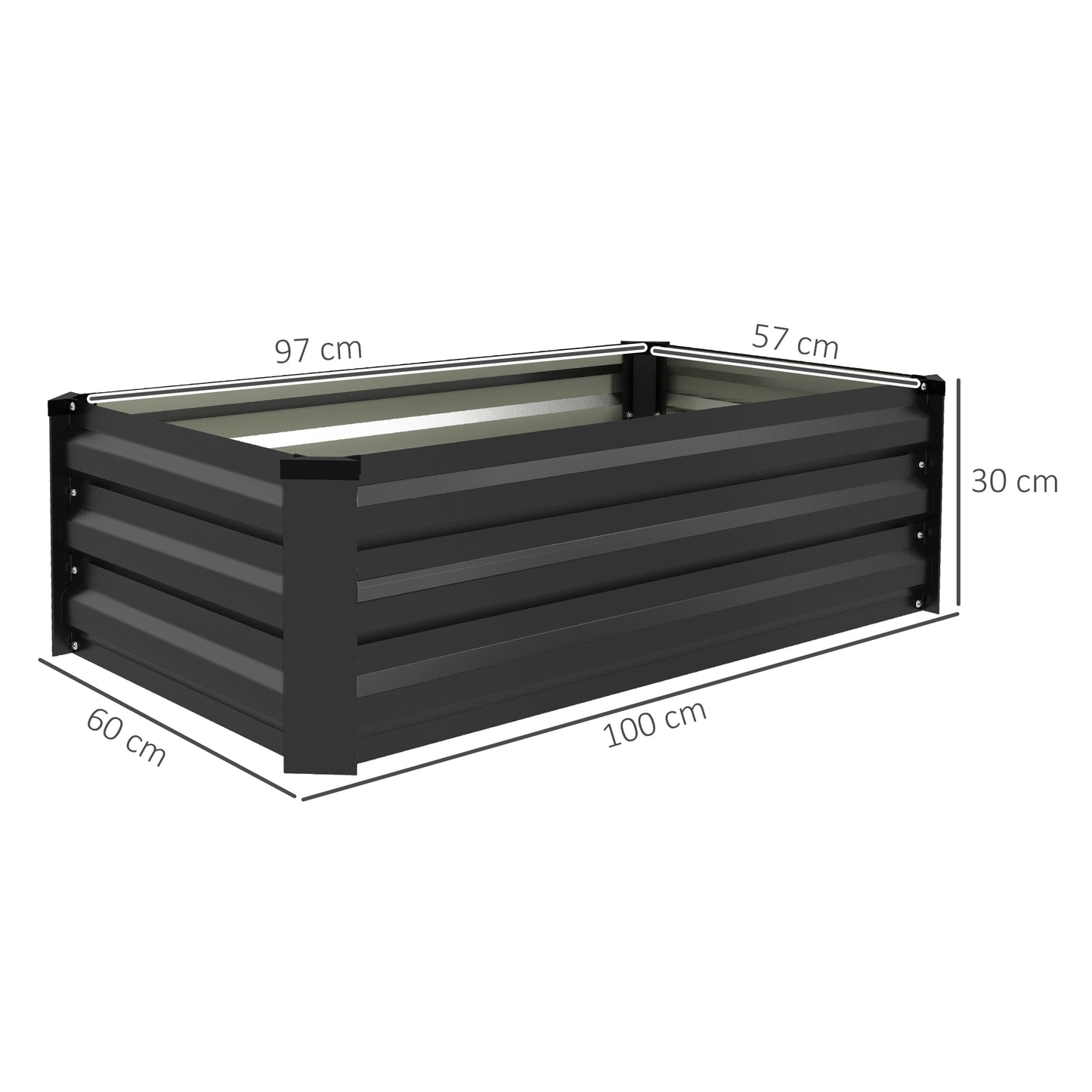 Outsunny Set of Two 60 x 100cm Galvanised Steel Planters