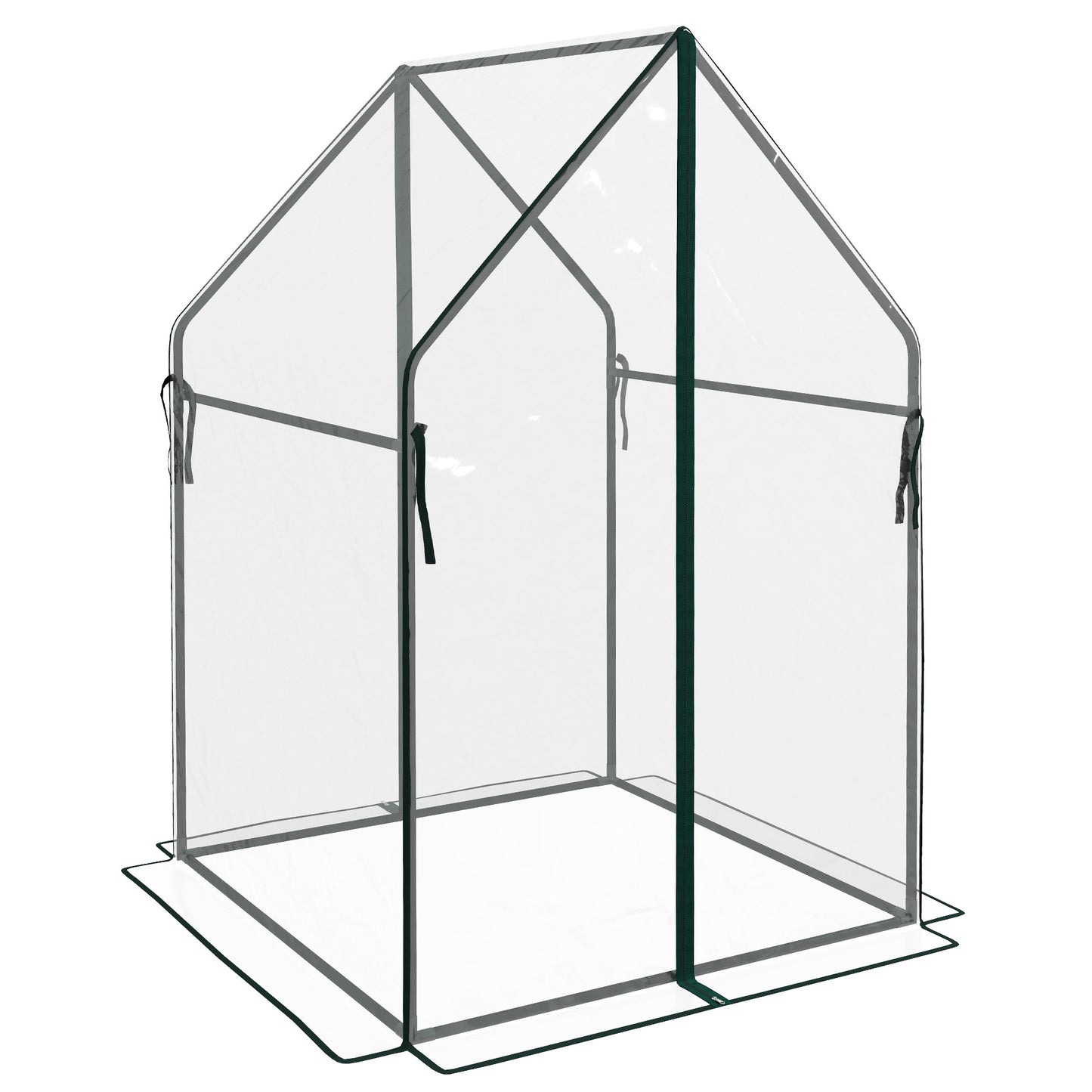 Outsunny Mini Greenhouse Garden Tomato Growhouse with 2 Zipped Doors Portable Indoor Outdoor Green House 90 x 90 x 145cm Clear