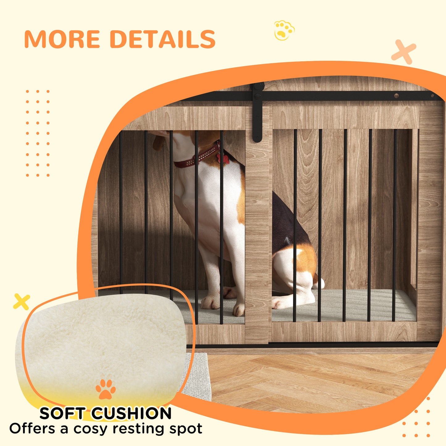 PawHut 100cm Dog Crate Furniture with Removable Cushion for Large Dogs Brown