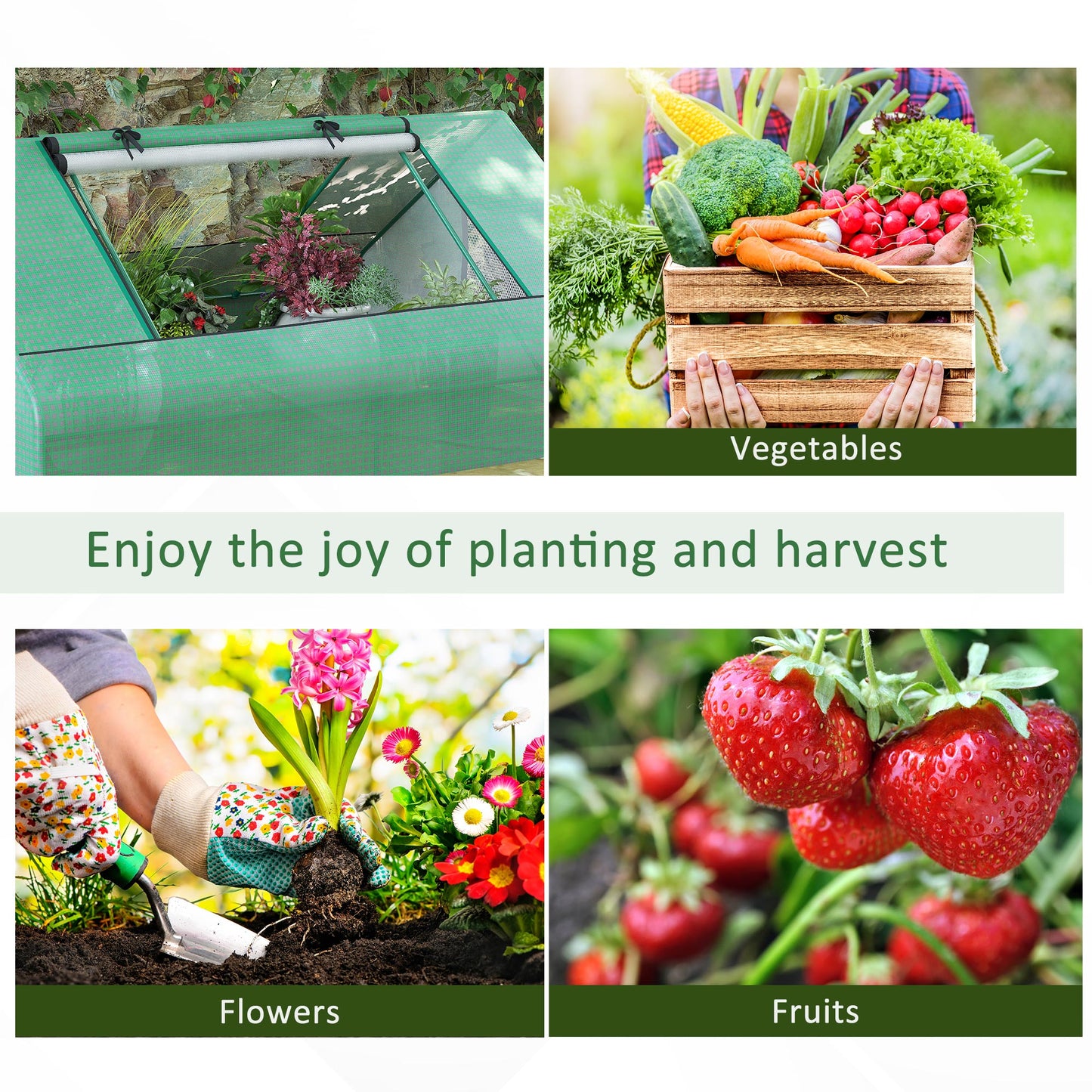 Outsunny Mini Greenhouse Portable Garden Small Greenhouse with Zipped Windows and Door 180 x 140 x 80cm Dark Green