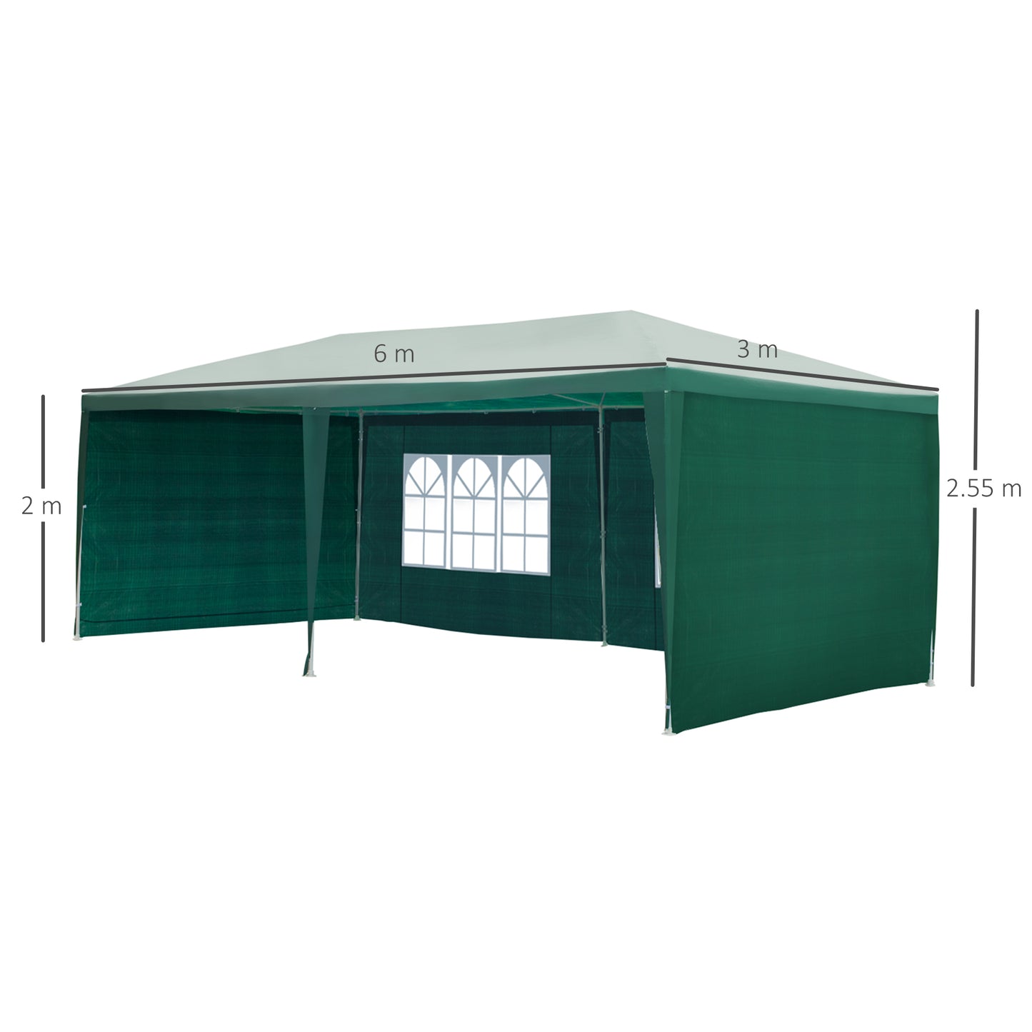 Outsunny Gazebo Canopy Camping/Party/Wedding Tent with PE Cloth 6x3 m-Green