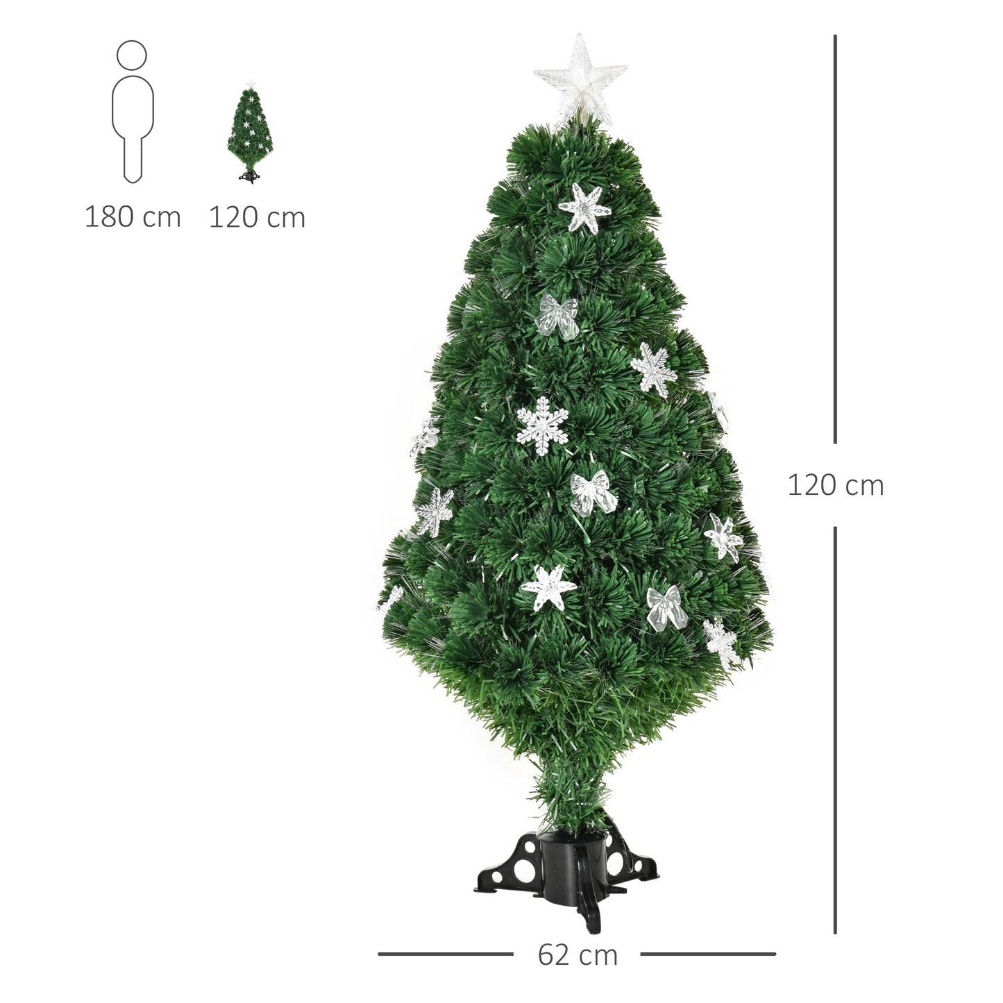 HOMCOM 4FT Prelit Artificial Christmas Tree Fiber Optic LED Light Holiday Decoration