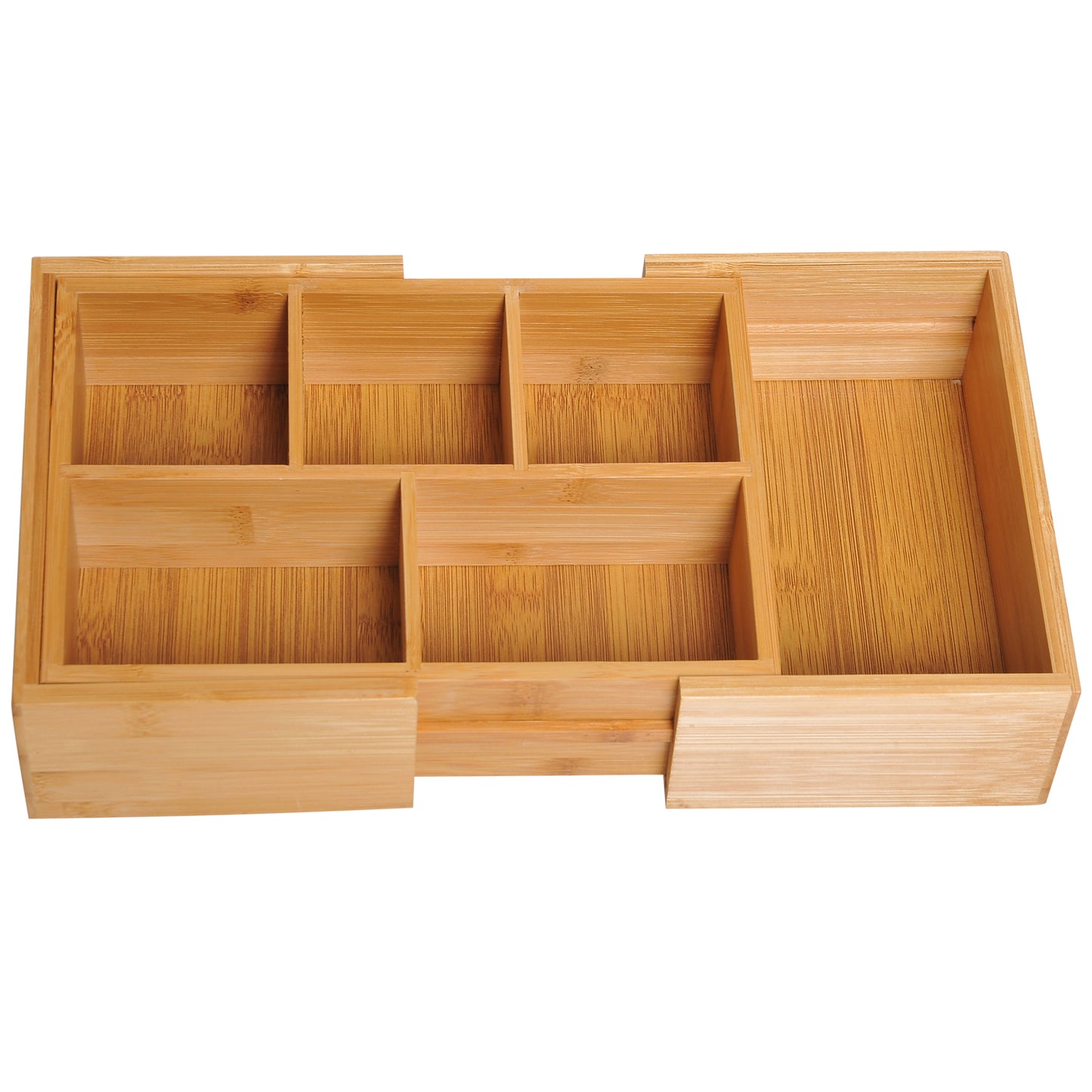 HOMCOM Bamboo Expandable Organiser, 24.6Lx17.6Wx7H cm