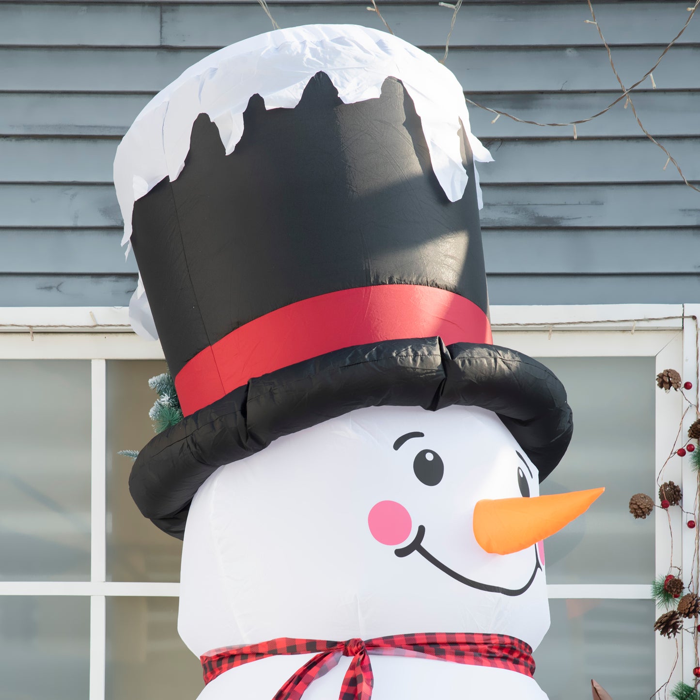 Outsunny 8ft Inflatable Christmas Snowman with Black Hat and Red Scotch Scarf