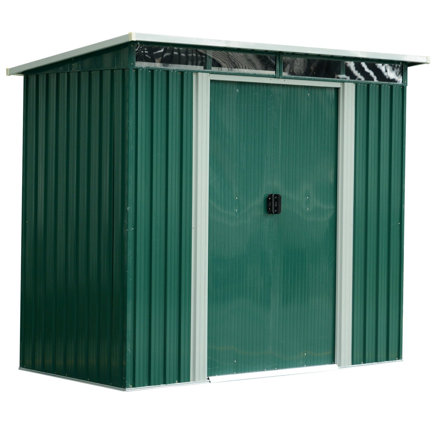 Outsunny 6 x 8ft Corrugated Steel Garden Shed - Green