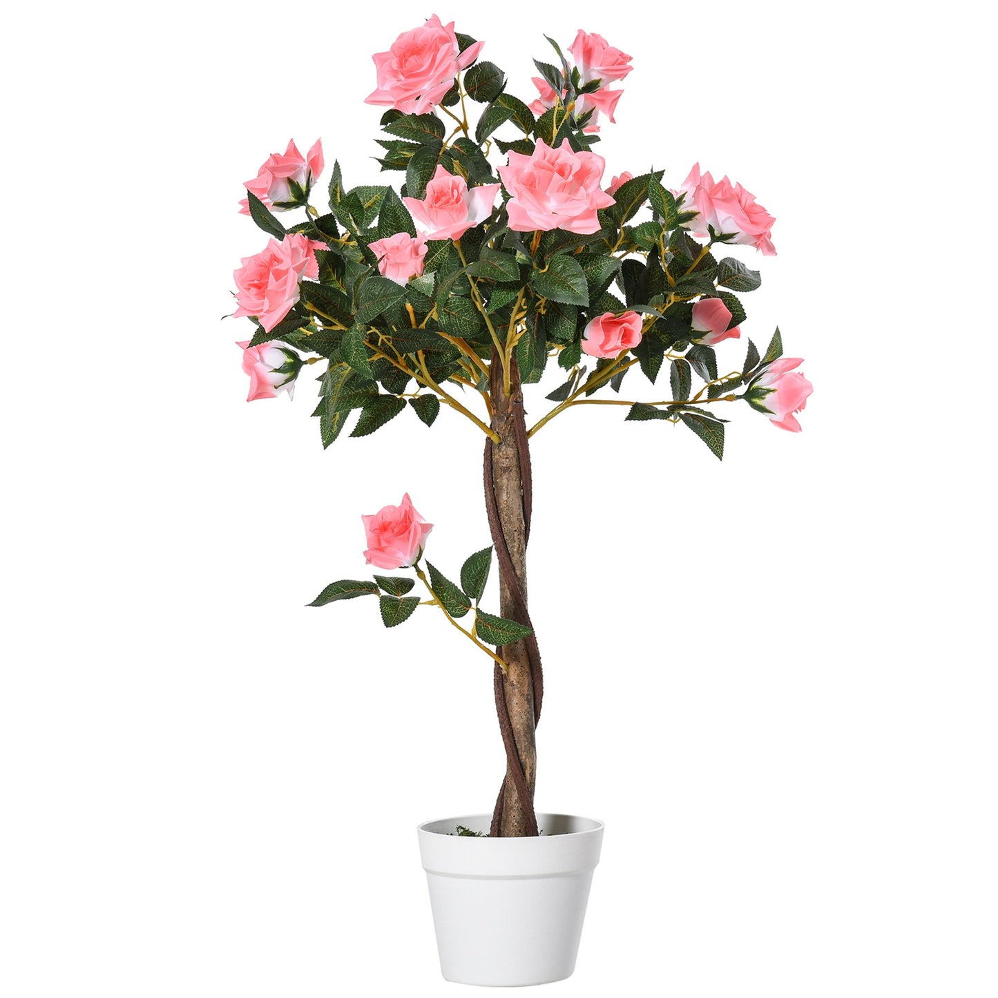 Outsunny Artificial Camellia Plant Realistic Fake Tree Potted Home Office 90cm Pink