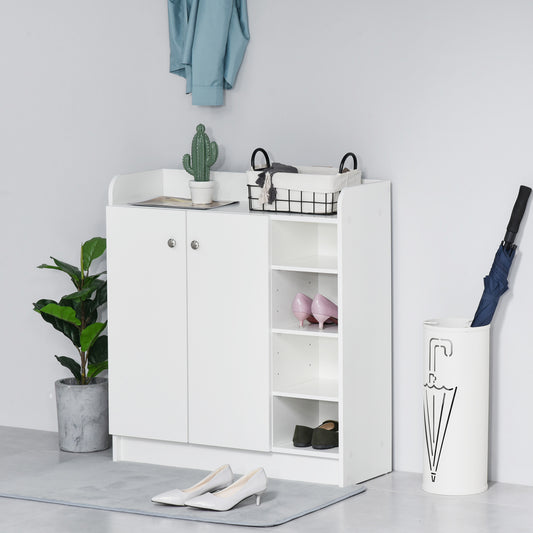 HOMCOM Shoe Storage Cabinet W/Adjustable Shelves-White