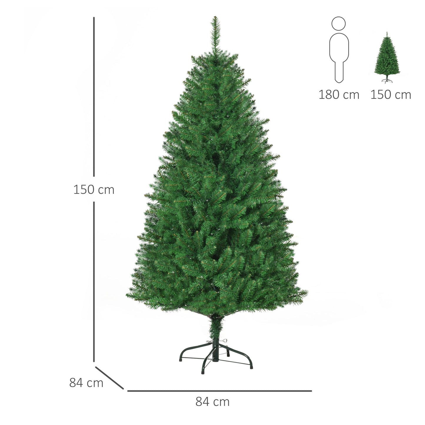 HOMCOM 5FT Prelit Artificial Christmas Tree w/ Warm White Light Home Xmas Decoration