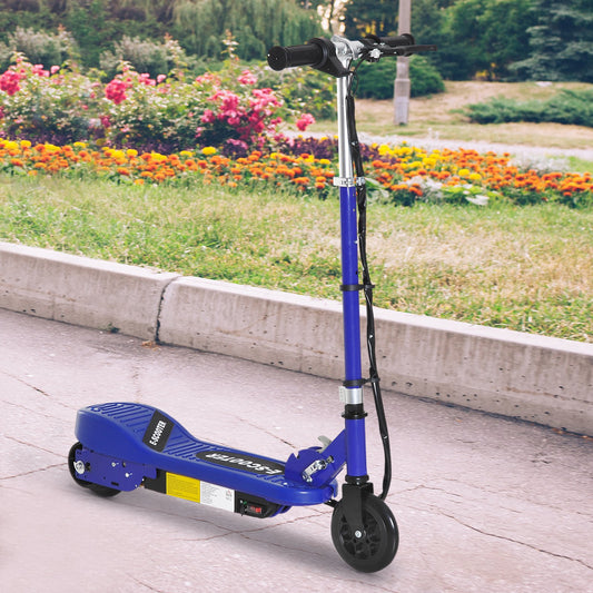 HOMCOM Folding Kids Electric Scooter Ride on Toy, Age 7-14-Blue/Black