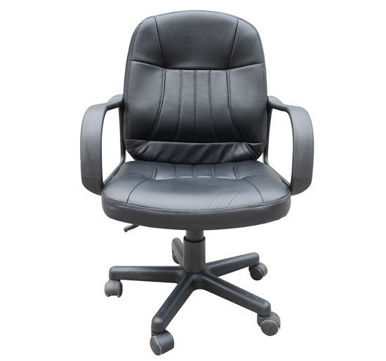 HOMCOM PU Leather 360 Swivel Home Office Chair with Armrest Black