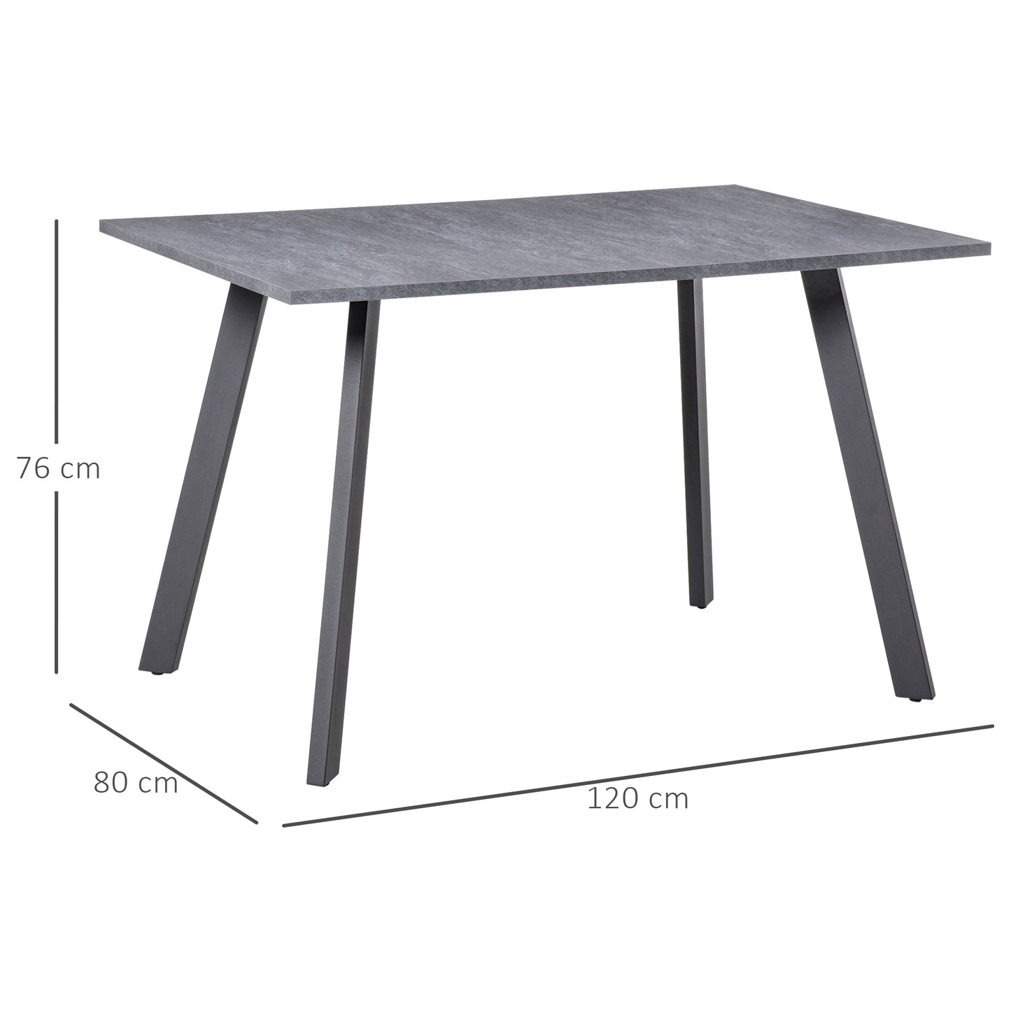 HOMCOM Modern Rectangular Dining Table Indoor w/ Metal Legs Spacious Tabletop Dark Grey