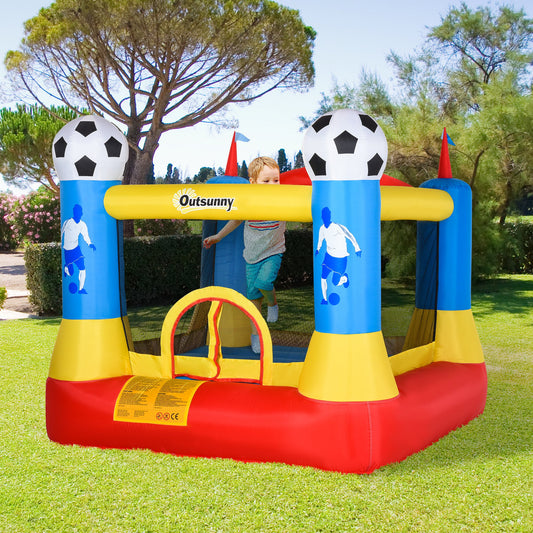 Outsunny Kids Bouncy Castle House Inflatable Trampoline with Blower for Kids Age 3-12 Football Field Design 2.25 x 2.2 x 1.95m