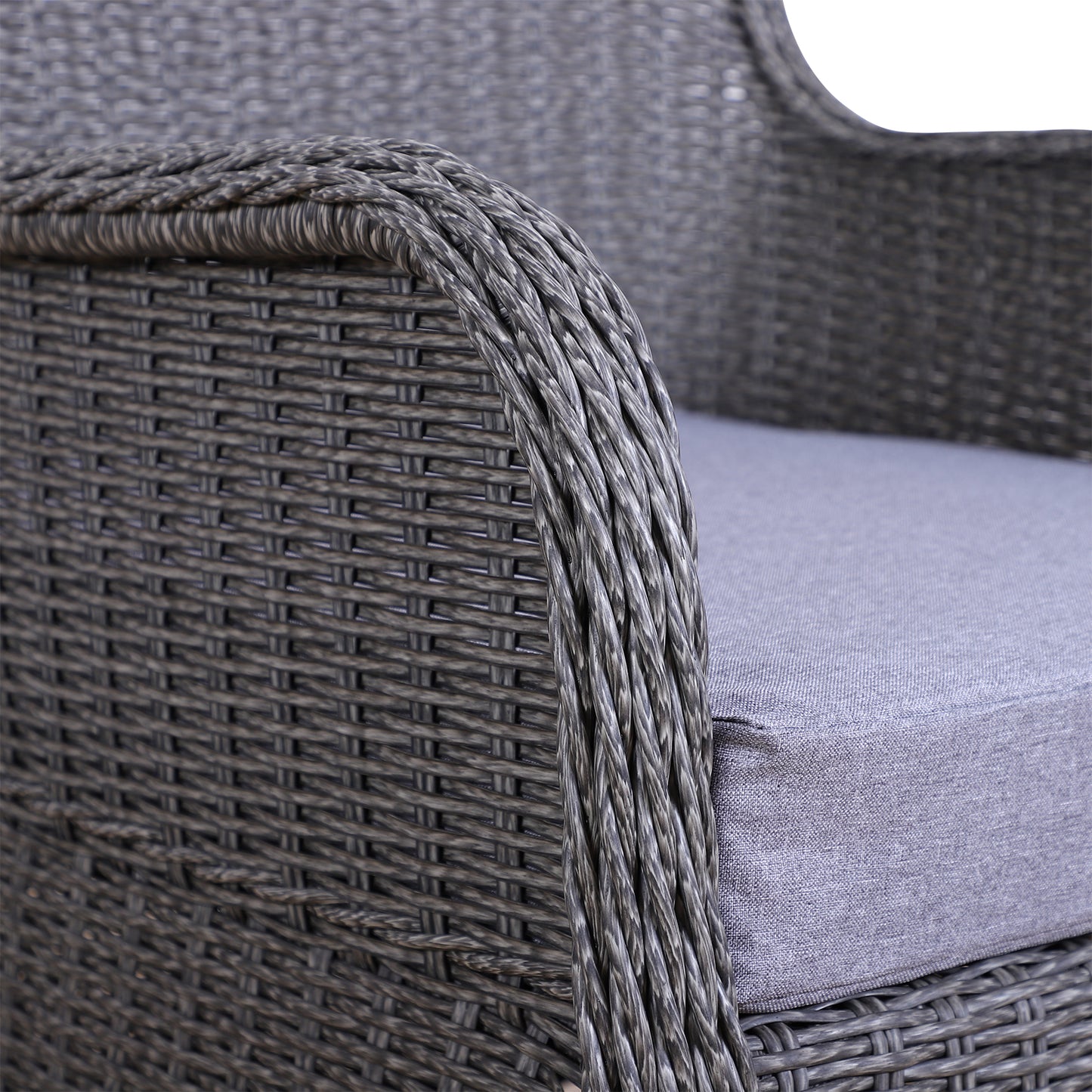 Outsunny Deluxe 2-Seater Rattan Armchair & Table Set Grey