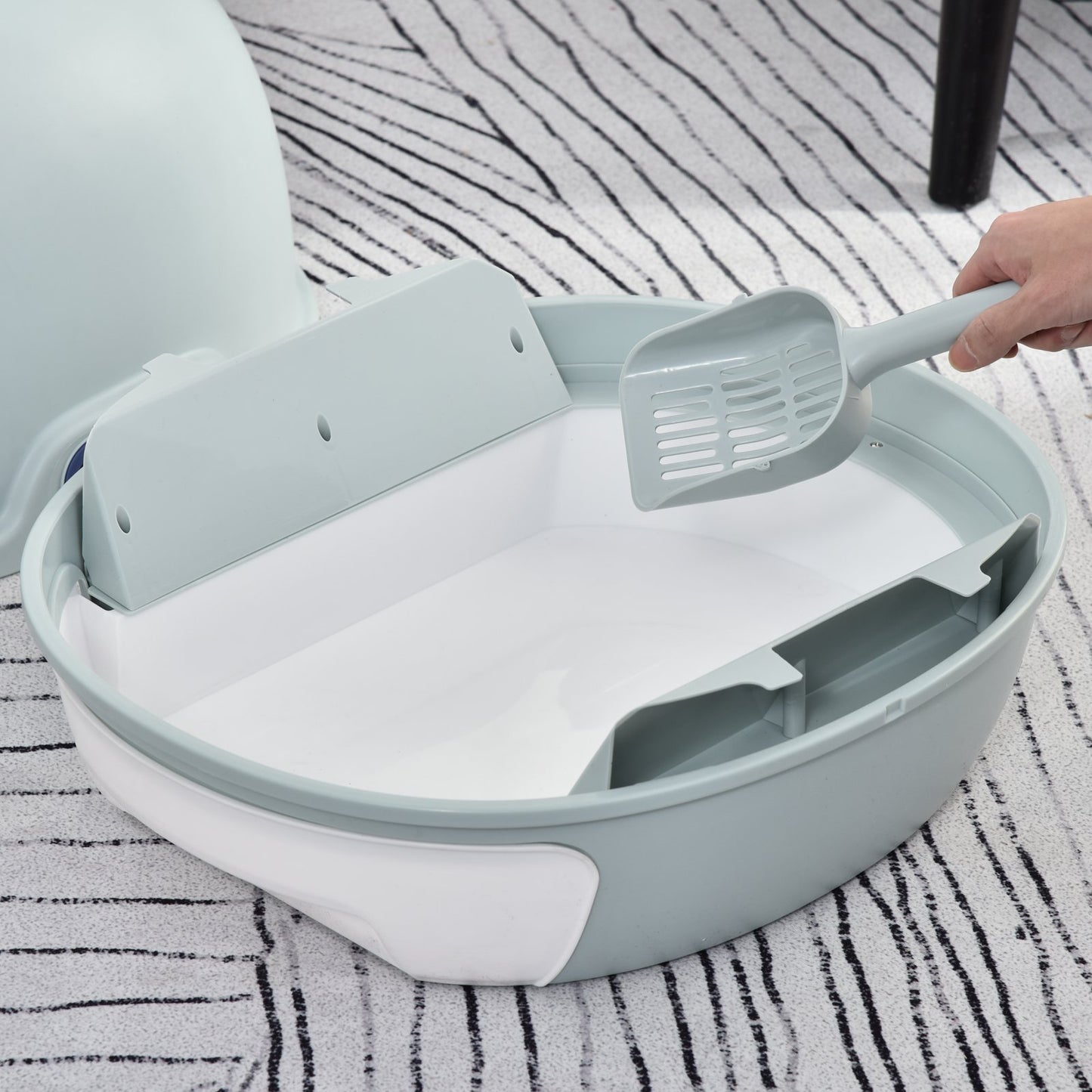 PawHut Cats Rooftop Plastic Easy Clean Litter Box Blue