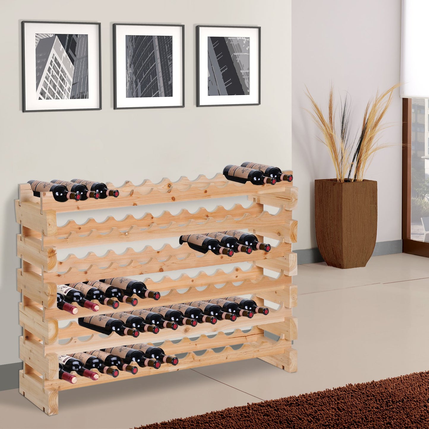 HOMCOM Stackable Wine Rack, Modular Storage Shelves, 72-Bottle Holder, Freestanding Display Rack for Kitchen