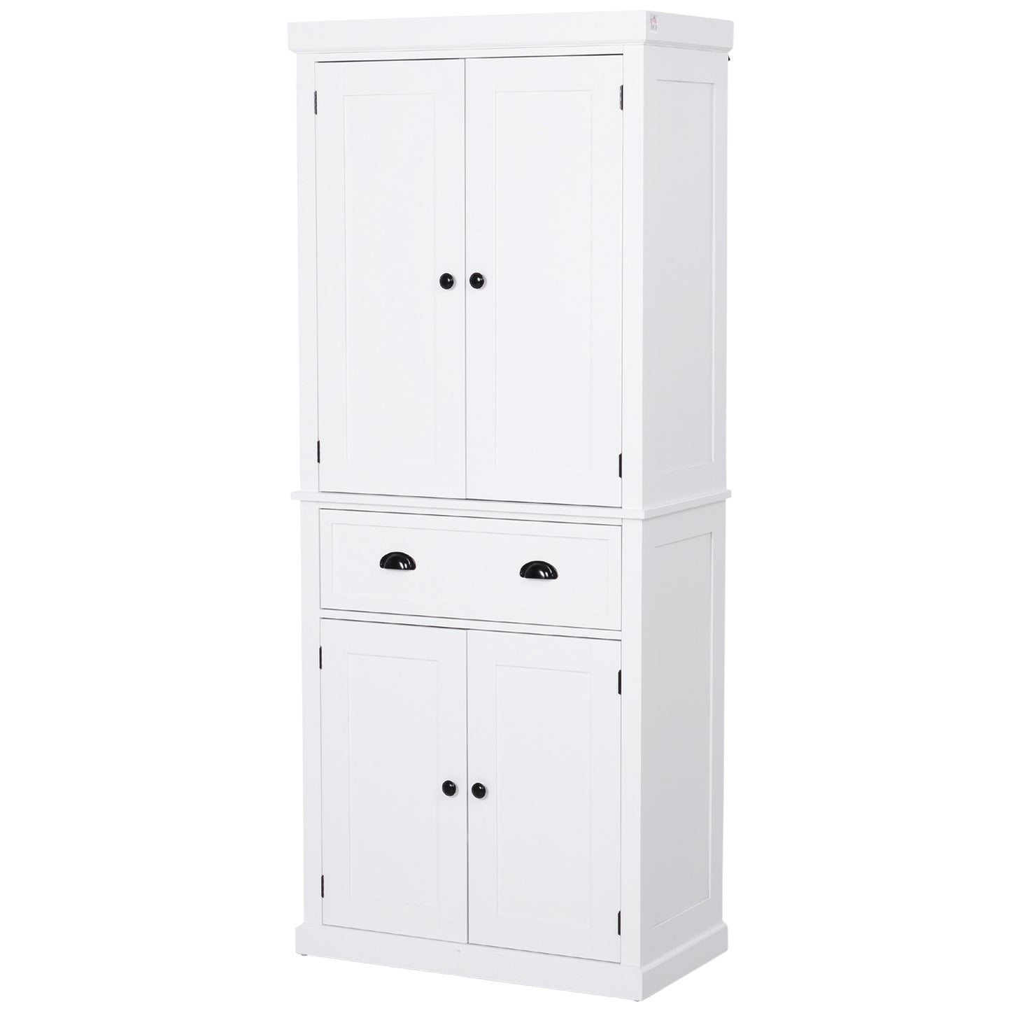 HOMCOM MDF Colonial Freestanding Kitchen Pantry Cabinet White