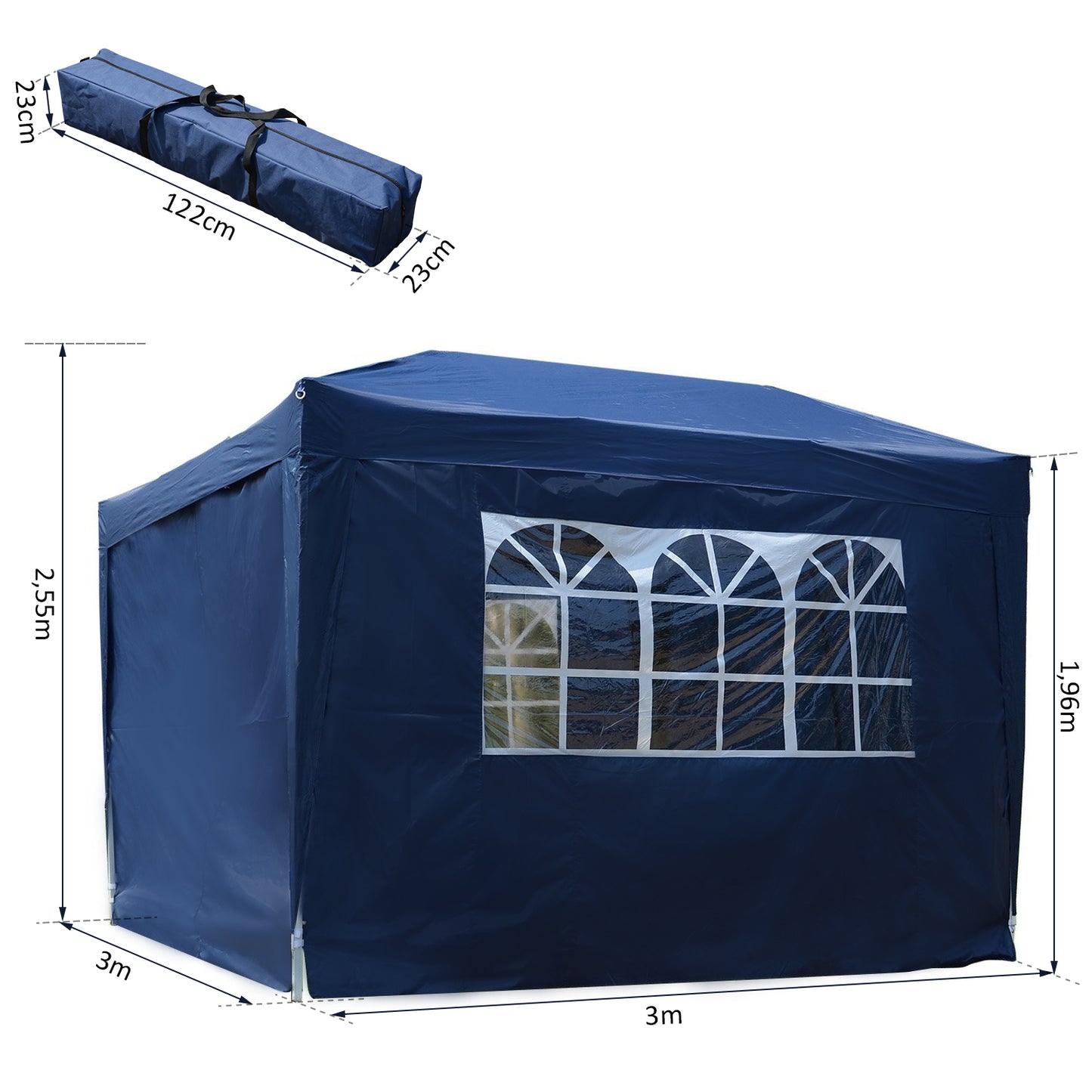 Outsunny Pop-Up Gazebo Marquee, 3x3 m-Blue