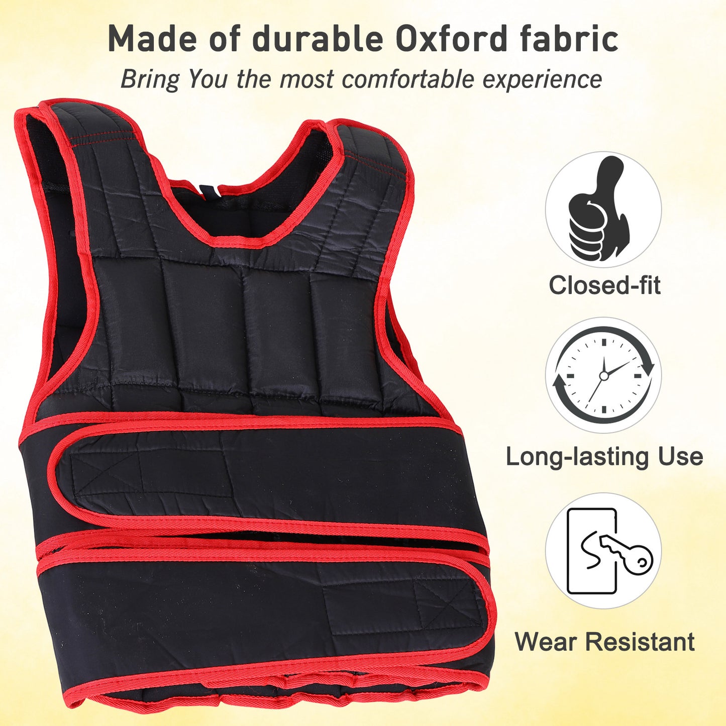 HOMCOM 20kg Metal Sand Weight Adjustable Unisex Trainer Vest Weighted Vest Black/Red