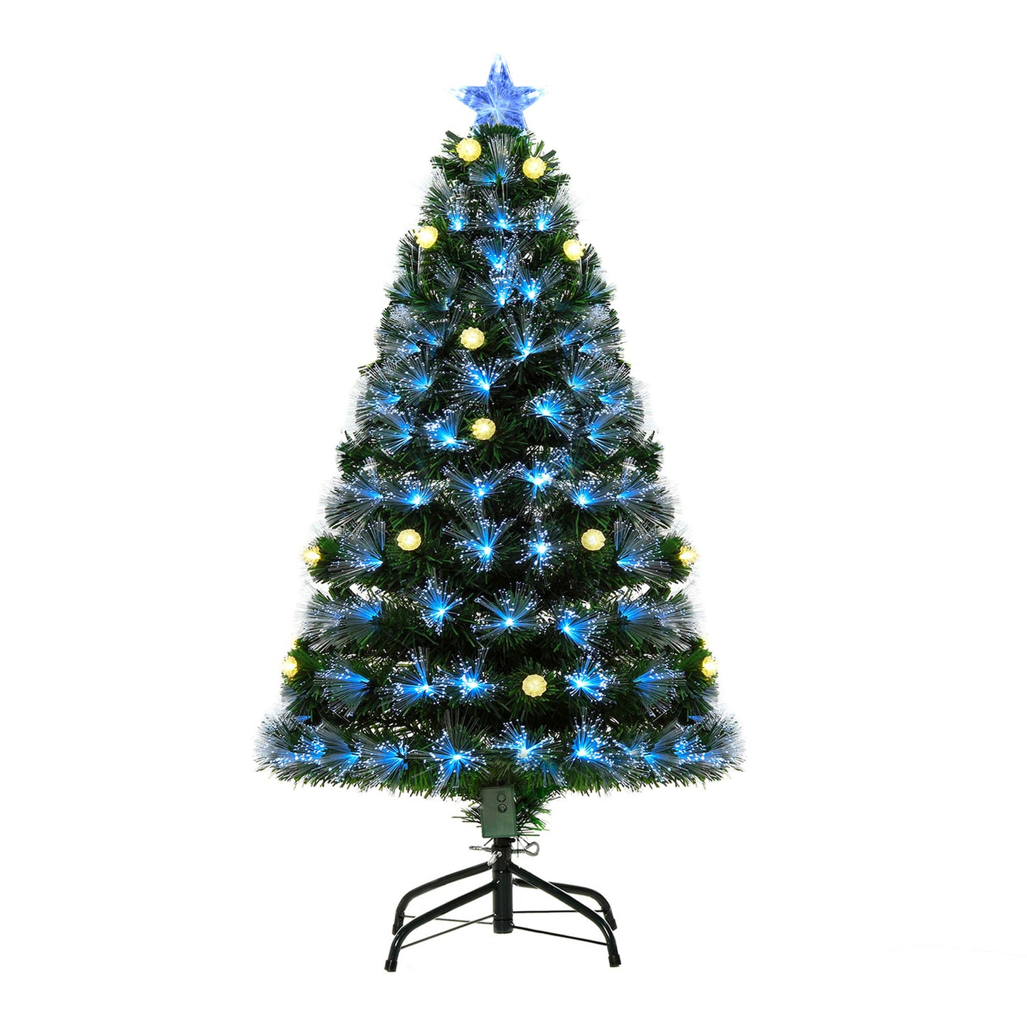 HOMCOM 4ft White Light Artificial Christmas Tree w/ 130 LEDs Star Topper Tri-Base