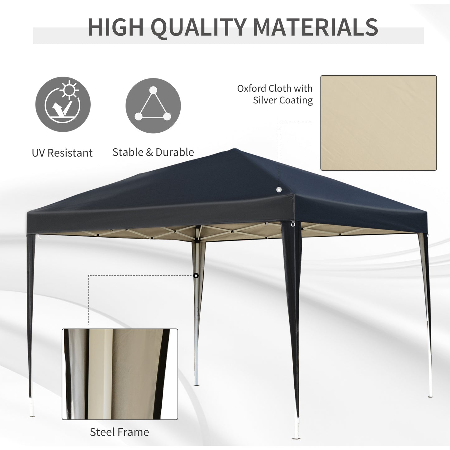 Outsunny 3 x 3 meter Garden Heavy Duty Pop Up Gazebo Marquee Party Tent Folding Wedding Canopy-Black