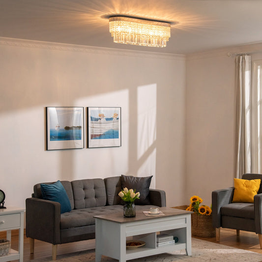 HOMCOM Modern Raindrop Crystal Chandelier Pendant Ceiling Light for Restaurant Kitchen