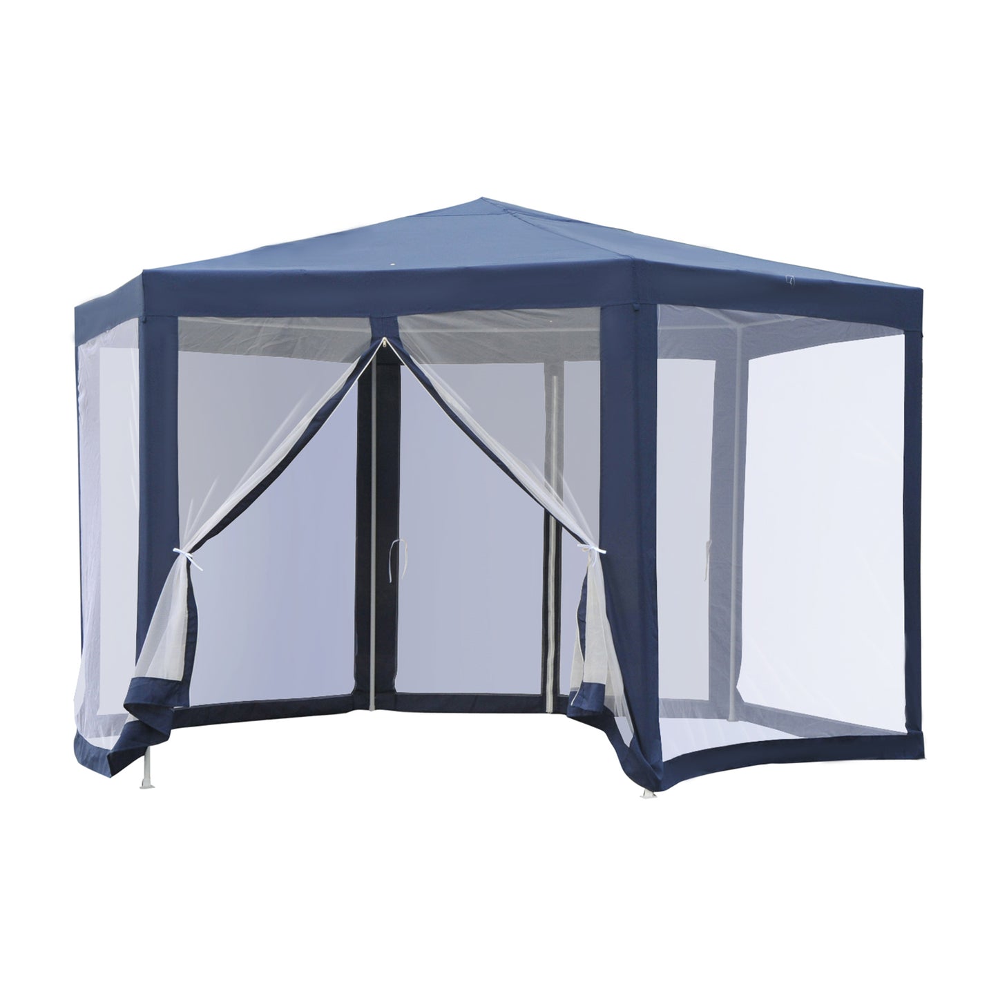 Outsunny Hexagonal Patio Gazebo Outdoor Canopy Party Tent Activity Event w/ Mosquito Net