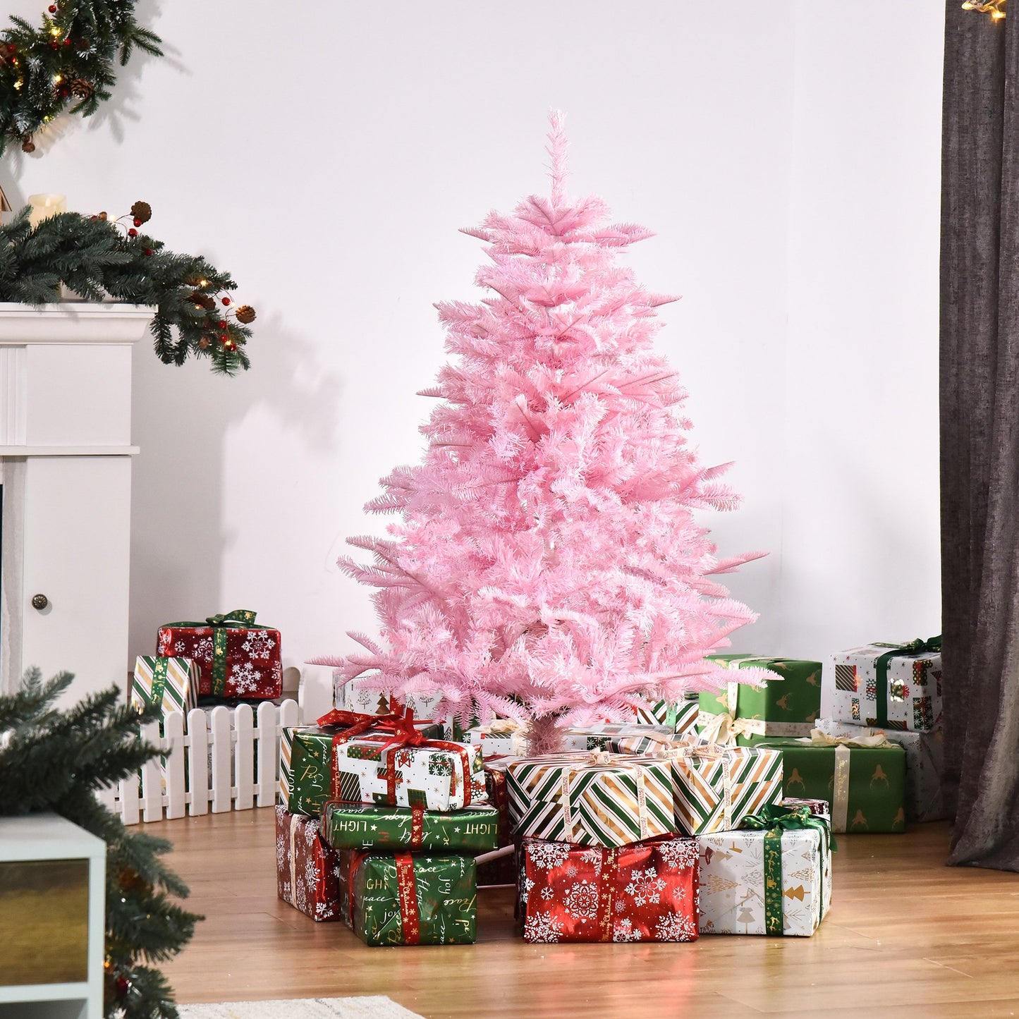 HOMCOM 4FT Pop-up Artificial Christmas Tree Xmas Holiday Tree Decoration Party Pink