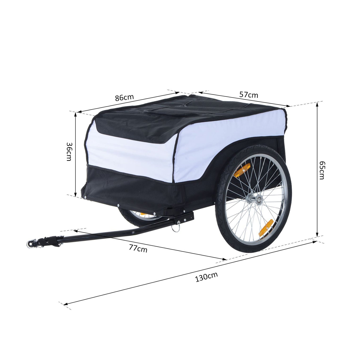 HOMCOM Folding Bicycle Cargo Trailer W/Cover-Black/White