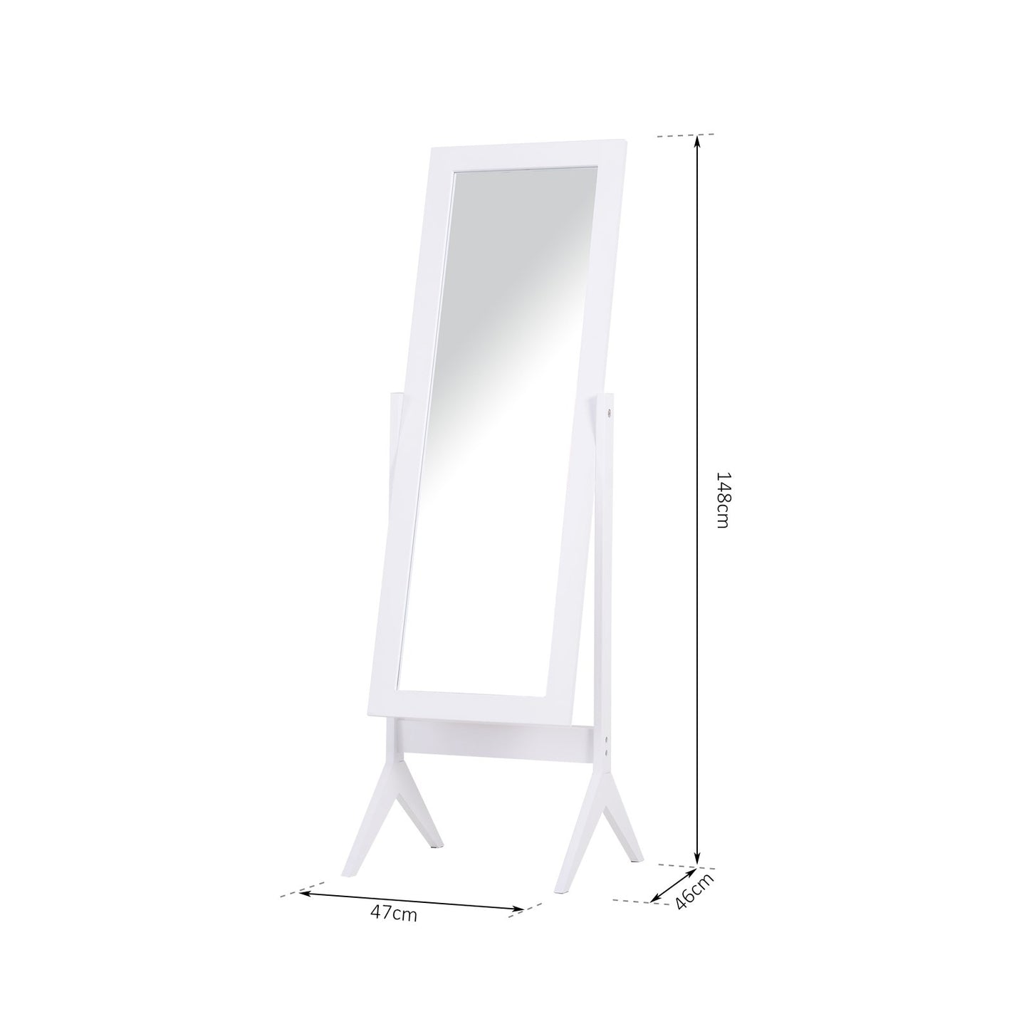 HOMCOM Tall Freestanding Dressing Mirror w/Adjustable Tilt White