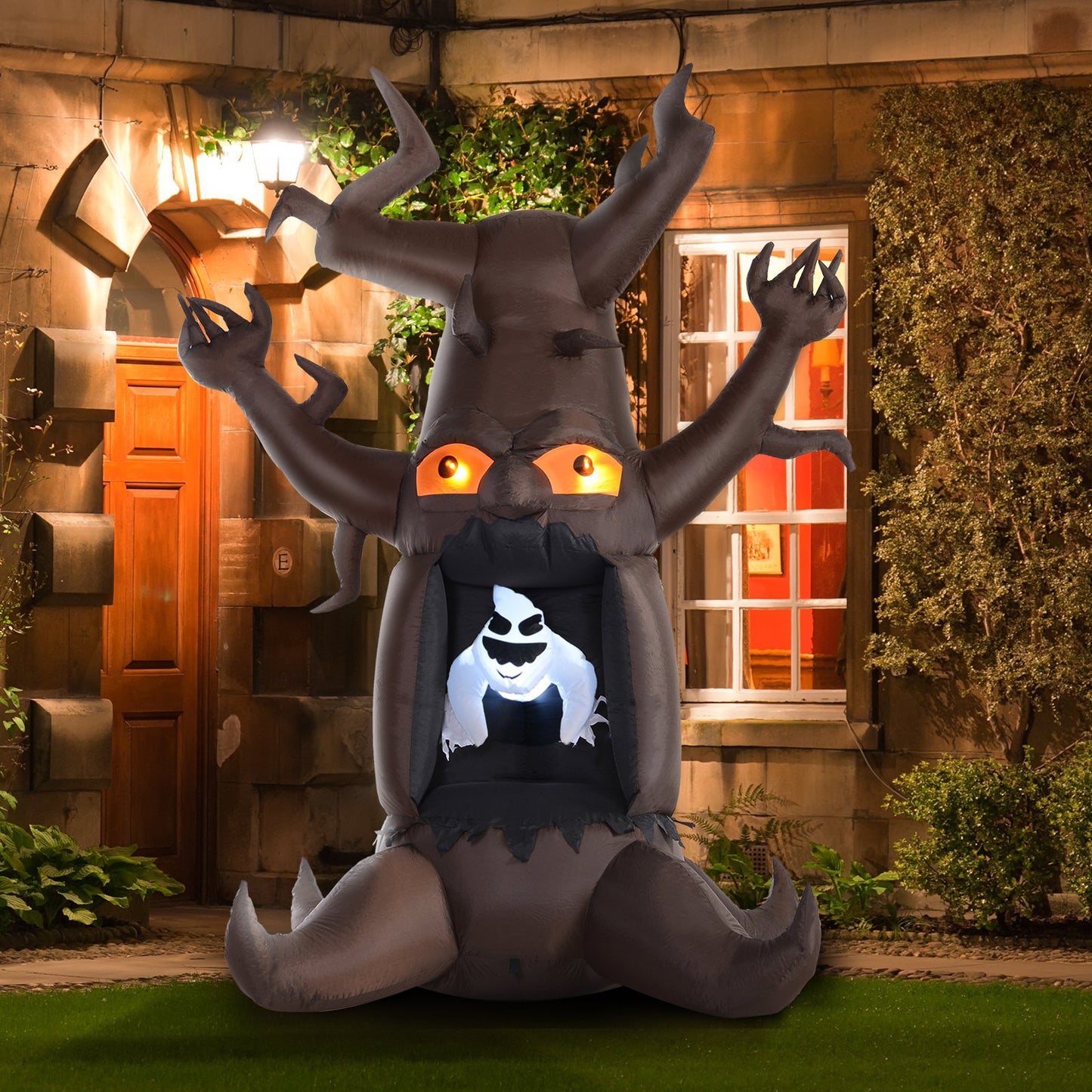 HOMCOM Inflatable Halloween Floating Ghost Tree with LED Light Outdoor Decoration 8FT 2.4m