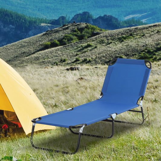 Outsunny Portable Folding Sun Lounger W/ 3-Position Adjustable Backrest Relaxer Recliner